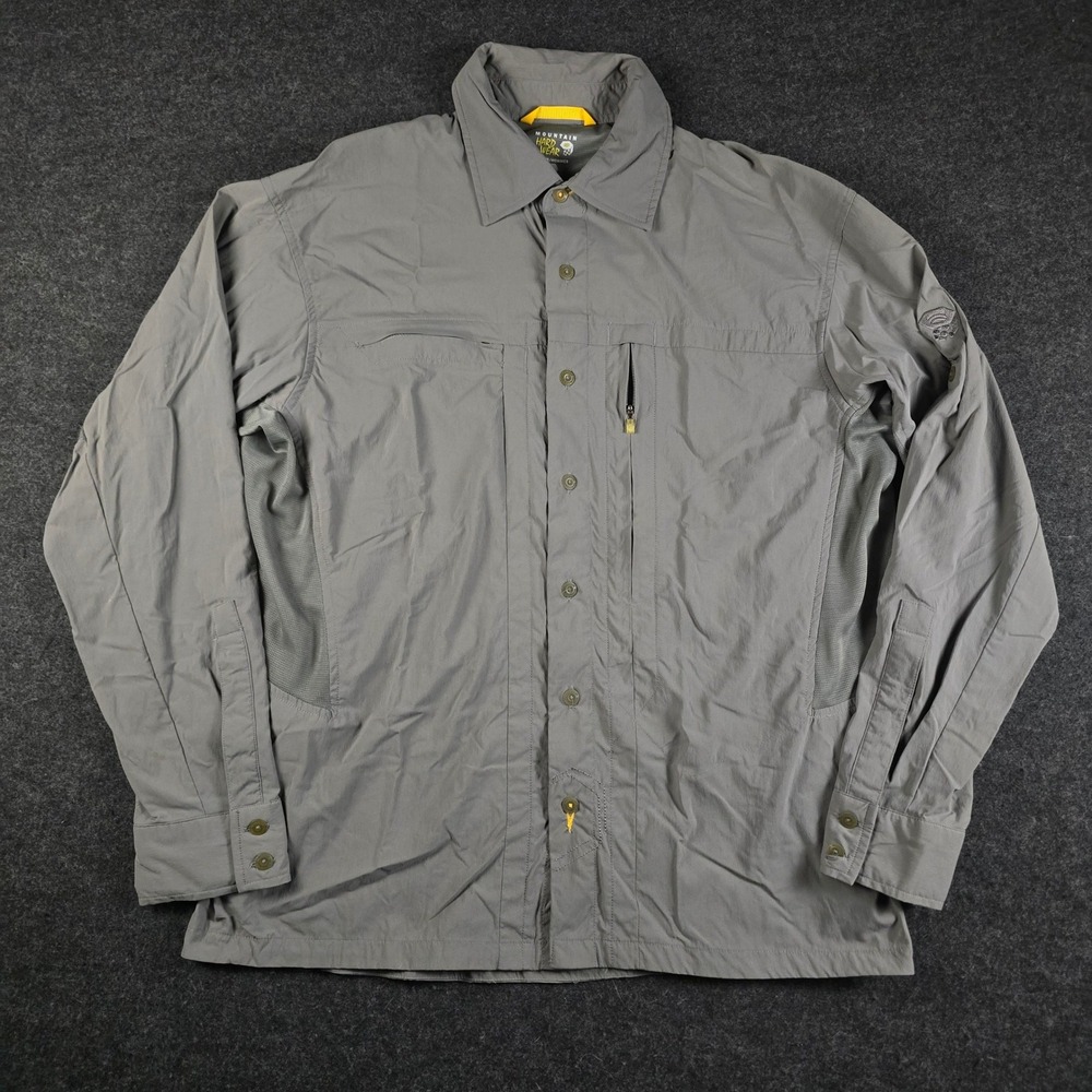 Mountain Hardwear Canyon Long Sleeve Shirt Button Down Hiking Gray Men's M